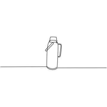 recommend clip art: Continuous line drawing of thermos icon, object one line, simple sign, single line art, vector illustration
