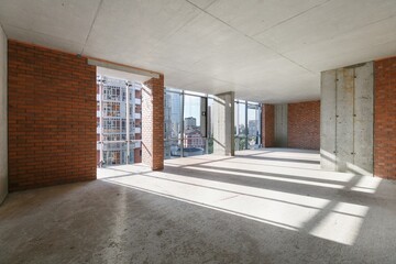 interior of the apartment without decoration in gray colors