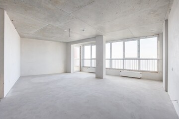 interior of the apartment without decoration in gray colors