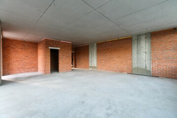 interior of the apartment without decoration in gray colors