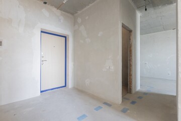 interior of the apartment without decoration in gray colors