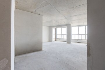 interior of the apartment without decoration in gray colors