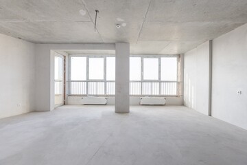 interior of the apartment without decoration in gray colors