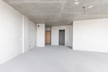 interior of the apartment without decoration in gray colors