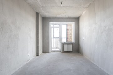 interior of the apartment without decoration in gray colors