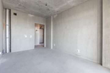 interior of the apartment without decoration in gray colors