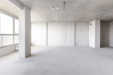 interior of the apartment without decoration in gray colors