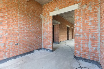 interior of the apartment without decoration in gray colors