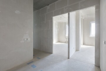 interior of the apartment without decoration in gray colors