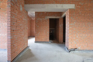 interior of the apartment without decoration in gray colors
