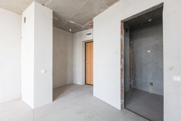 interior of the apartment without decoration in gray colors