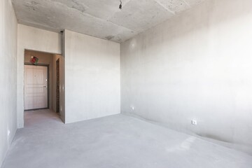 interior of the apartment without decoration in gray colors