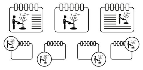 Man watering of tree vector icon in calender set illustration for ui and ux, website or mobile application