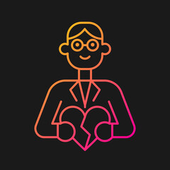 Couple and family counsellor gradient vector icon for dark theme. Mental health issues in romantic relations. Thin line color symbol. Modern style pictogram. Vector isolated outline drawing