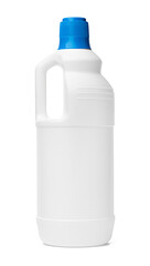 White plastic bottle of washing liquid isolated on white background