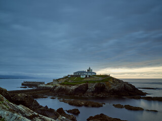 View of the lighthouse of Tapia Island, Tapia de Casariego, Spain