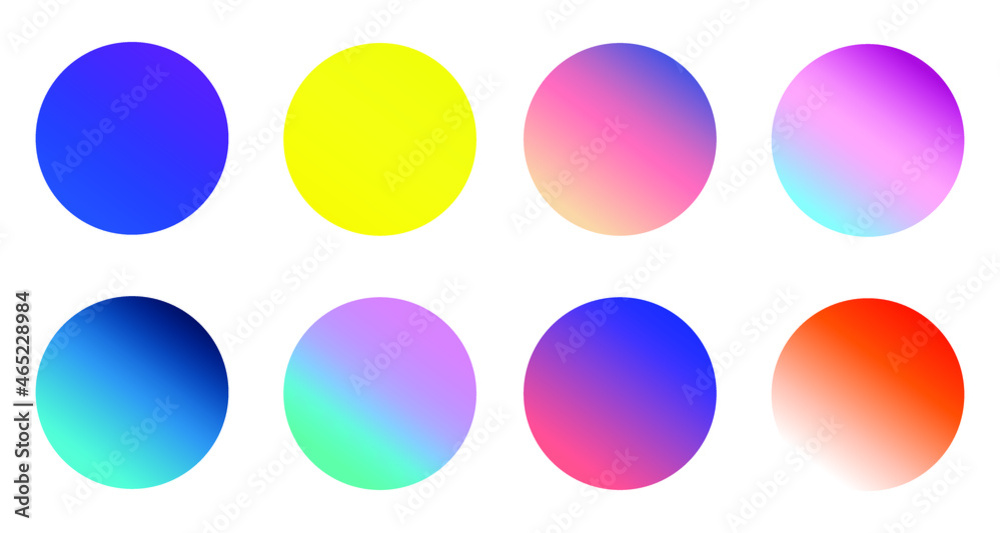 Poster set of round vector gradient. multicolor sphere. modern abstract background texture. template for de