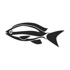 Tropical fish vector black icon. Vector illustration exotic aunafish on white background. Isolated black illustration icon of tropical fish .