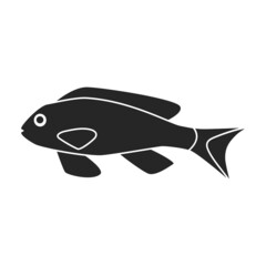 Tropical fish vector black icon. Vector illustration exotic aunafish on white background. Isolated black illustration icon of tropical fish .
