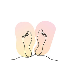 Line art feet hand drawing. Spa pedicure line art. Beauty care.