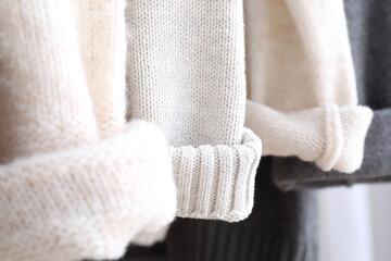 Winter clothes, close up and selective focus