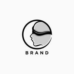 Male head logo design with closed eyes for brand