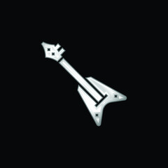 Bass Guitar silver plated metallic icon