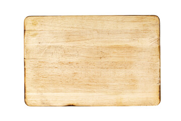 Wooden cutting board on a white background