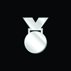Award Medal silver plated metallic icon