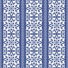 Gordijnen Seamless tiles background in portuguese style in grey. Mosaic pattern for ceramic in dutch, portuguese, spanish, italian style © jolie_nuage