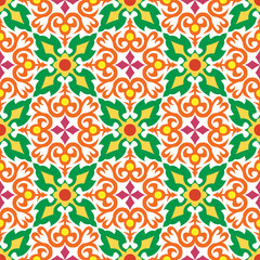 Seamless tiles background. Mosaic pattern for ceramic in dutch, portuguese, spanish, italian style. - 465232194
