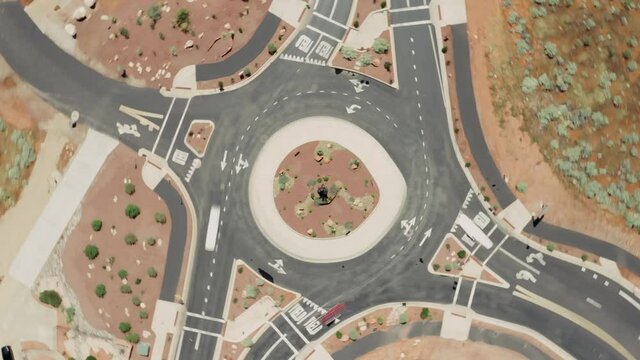 Aerial Hyperlapse of traffic roundabout in Ivins, St George, Utah, USA