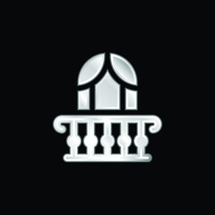 Balcony silver plated metallic icon