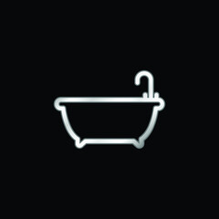 Bathtub silver plated metallic icon