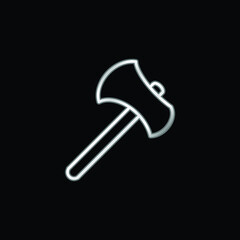 Axe Tool Outline silver plated metallic icon