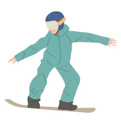 Boy snowboarding, winter sport. Children's games on winter holidays before Christmas.