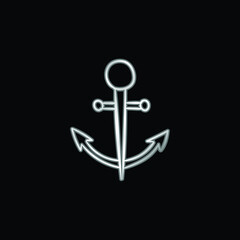 Anchor silver plated metallic icon