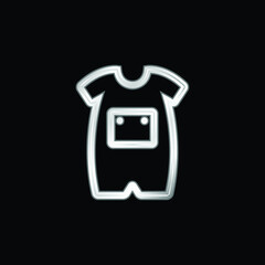 Baby Onesie With Front Pocket Outline silver plated metallic icon