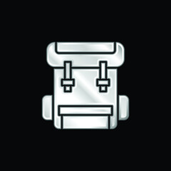 Backpack silver plated metallic icon