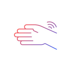 Wrists rheumatism gradient linear vector icon. Joint stiffness. Limited hand motion. Carpal tunnel syndrome. Thin line color symbol. Modern style pictogram. Vector isolated outline drawing