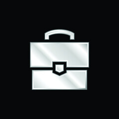 Briefcase silver plated metallic icon
