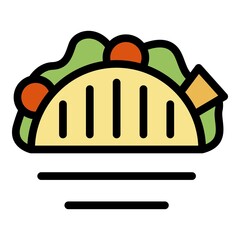 Taco food icon. Outline taco food vector icon color flat isolated