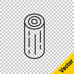 Black line Wooden logs icon isolated on transparent background. Stack of firewood. Vector