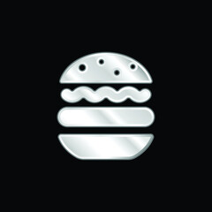 Big Hamburger silver plated metallic icon