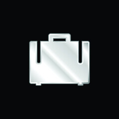 Black Suitcase silver plated metallic icon