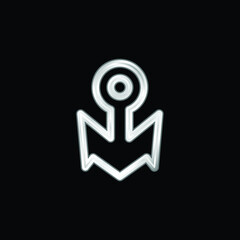 Boat Anchor silver plated metallic icon
