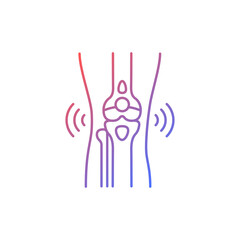 Bursitis gradient linear vector icon. Inflamed joint. Painful swelling in elbow. Traumatic injury in sports. Thin line color symbol. Modern style pictogram. Vector isolated outline drawing