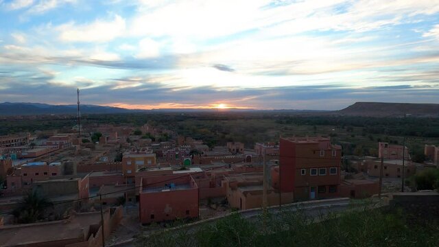 Sunrise timelapse over an African country, Moroccan city in the morning
