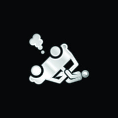 Accident silver plated metallic icon