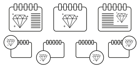 Diamond vector icon in calender set illustration for ui and ux, website or mobile application